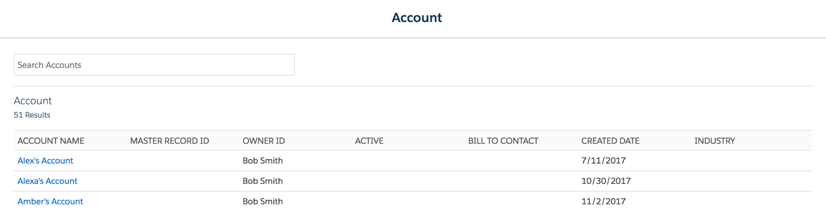 Sample lookup result page