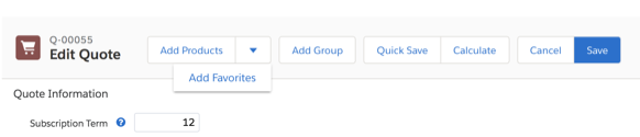 An image showing nested custom actions in the quote line editor.