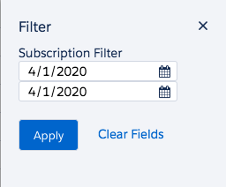 The subscription filter page