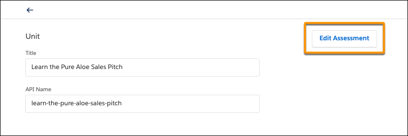 Unit page in Trailmaker Content, highlighting Edit Assessment button