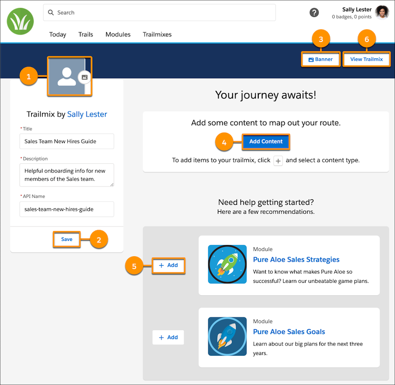 The Edit Trailmix page, showing the options for styling the trailmix and adding content.
