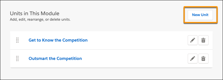 Module page in Trailmaker Content, showing New Unit button