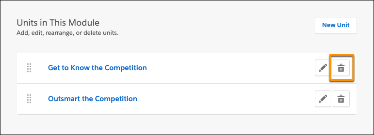Module page in Trailmaker Content, showing delete button for a unit