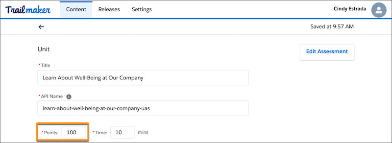 Points field when editing a unit in Trailmaker Content.