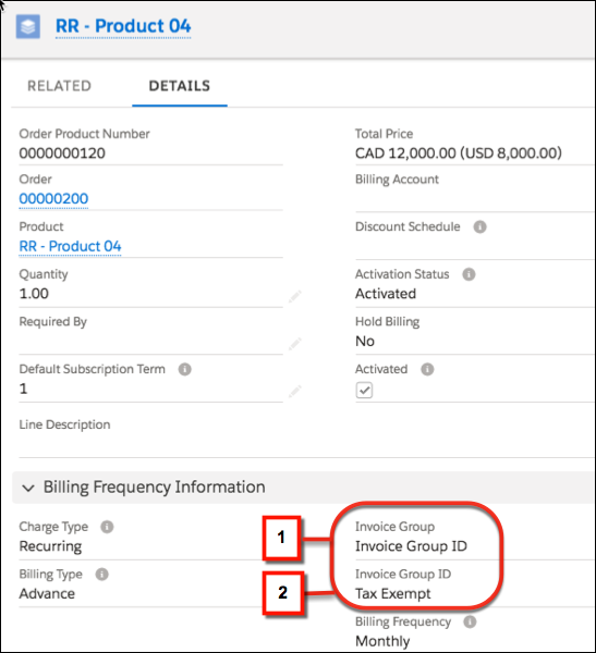 Page de détail du produit de commande dans Lightning Experience
