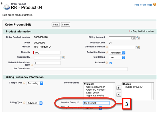 Page de détail du produit de commande dans Salesforce Classic