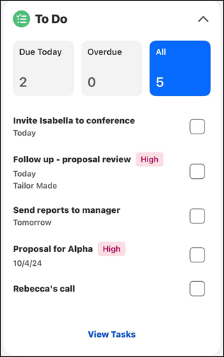 The To-Do card on the home screen