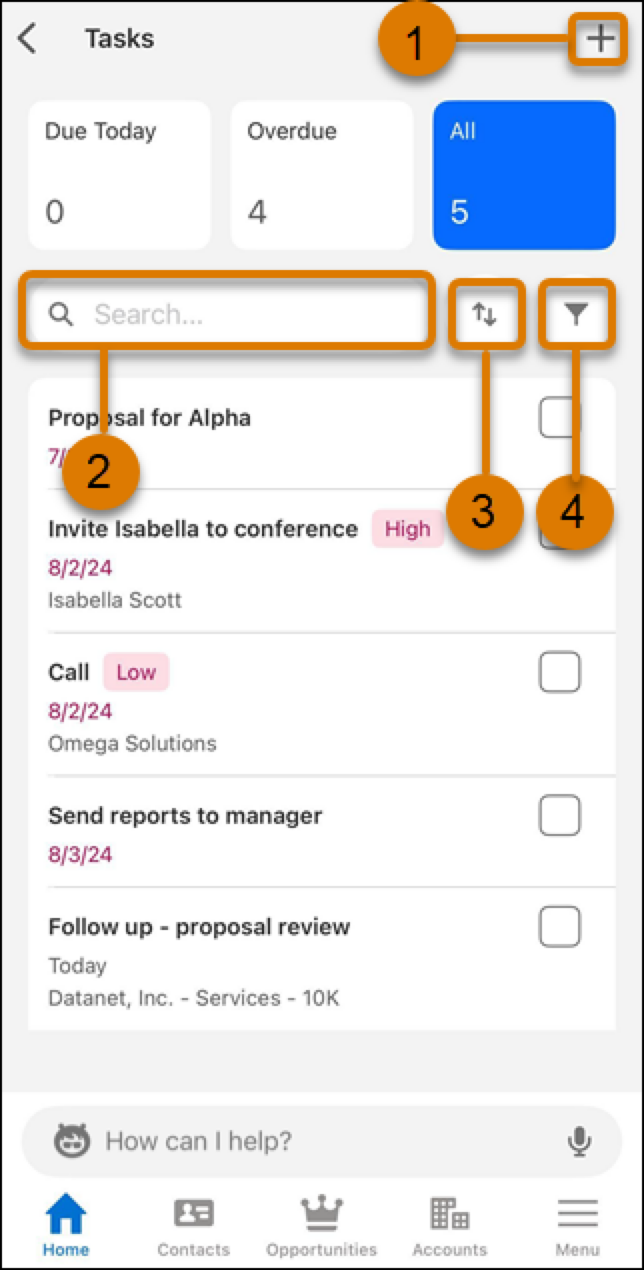 View all todo options