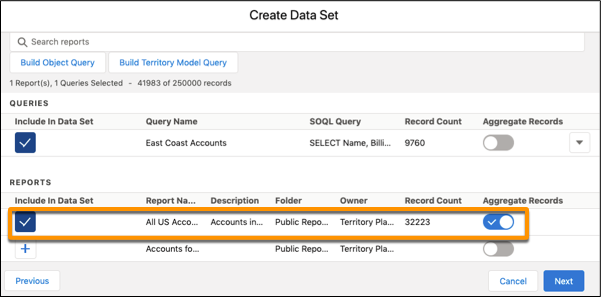 Add sources that include any combination of SOQL queries and reports