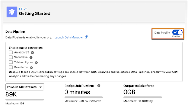 Option to enable Data Pipelines