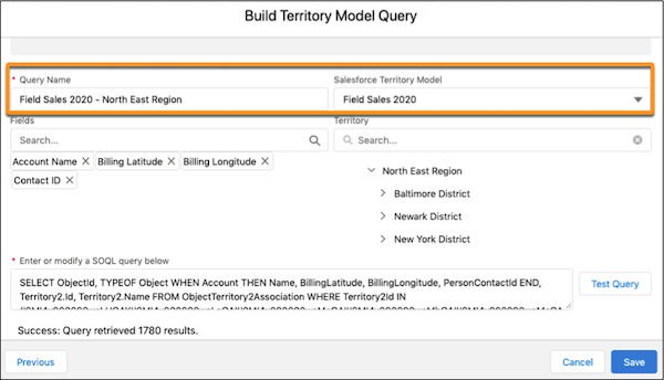 Territory model query from Sales Territories