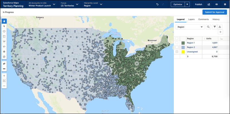 Assigned units in top-level areas