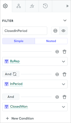 Condition for ClosedInPeriod filter in Simple Guided mode