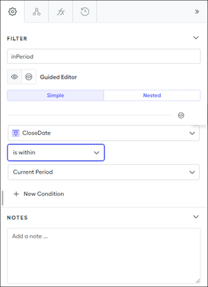 Condition for InPeriod filter in Simple Guided mode