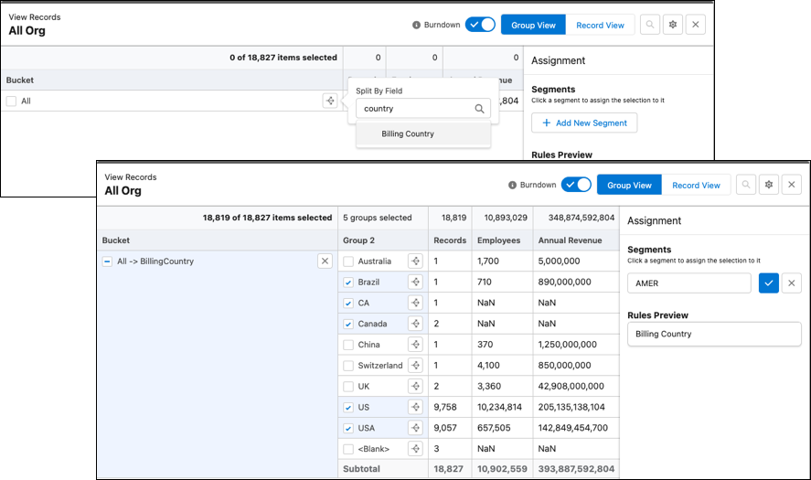 Segmentation of accounts