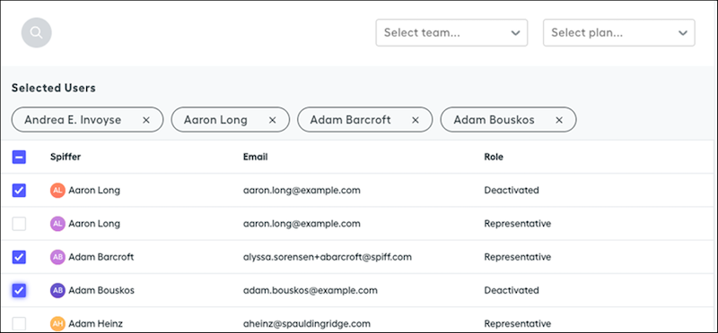 Selected users view.
