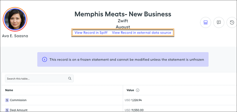 Statement with link to the external data source