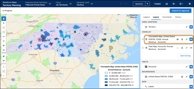 Choropleth map that appears on the map