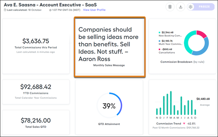 Statement with metric card message