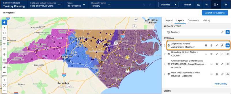 Superposición de alineaciones que aparece en el mapa