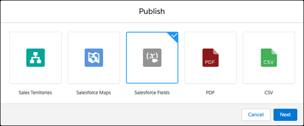 Opción para publicar en campos de Salesforce