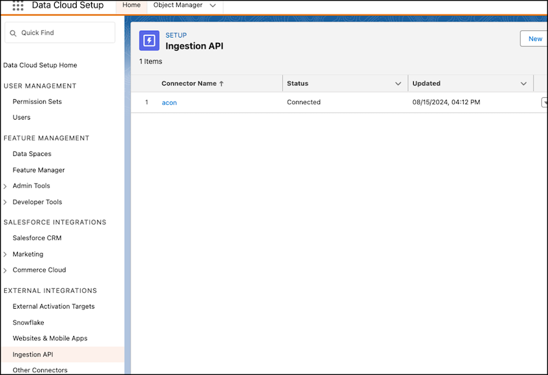 Nieuwe connector in opname-API