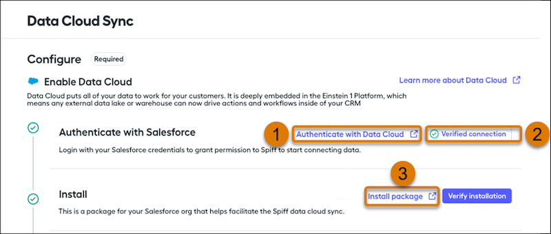 Installeer het Data Cloud-pakket in Spiff.