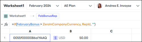 返回 RepId 的工作表计算