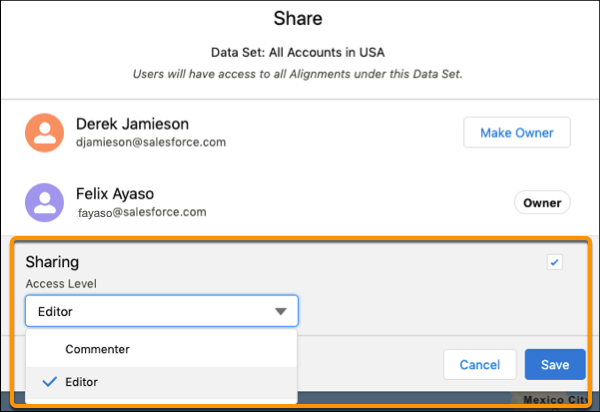 Cambiar el nivel de acceso del conjunto de datos para todos los usuarios