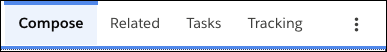 Der standardmäßige Registerkartensatz im E-Mail-Integrationsbereich für Outlook- und Gmail-Integrationen.