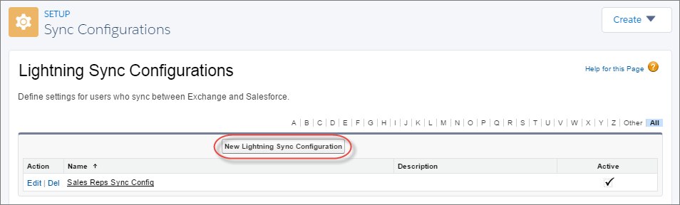 New Lightning Sync configuration