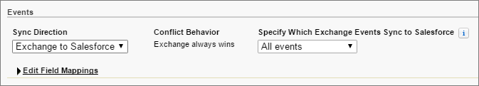 Indicate sync settings for events