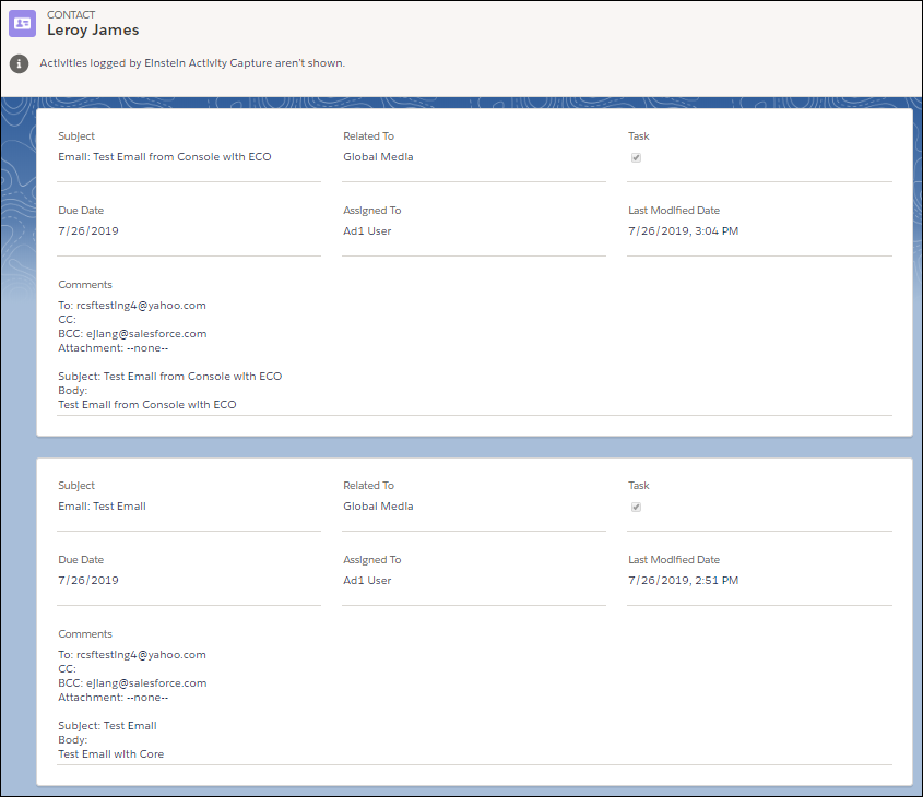 All Activity History tab
