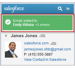 Salesforce Side Panel Updated Email Status