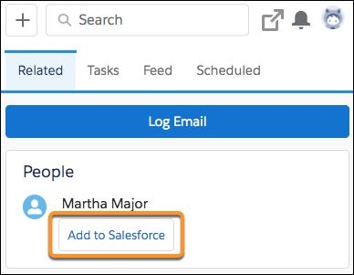 Scheda Correlato con l'opzione Aggiungi a Salesforce evidenziata.