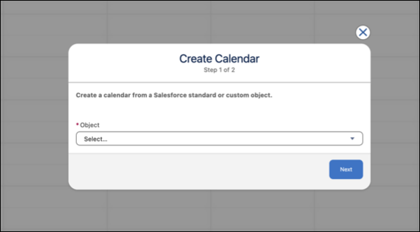Stap 1 van het maken van een agenda: selecteer een Salesforce-object