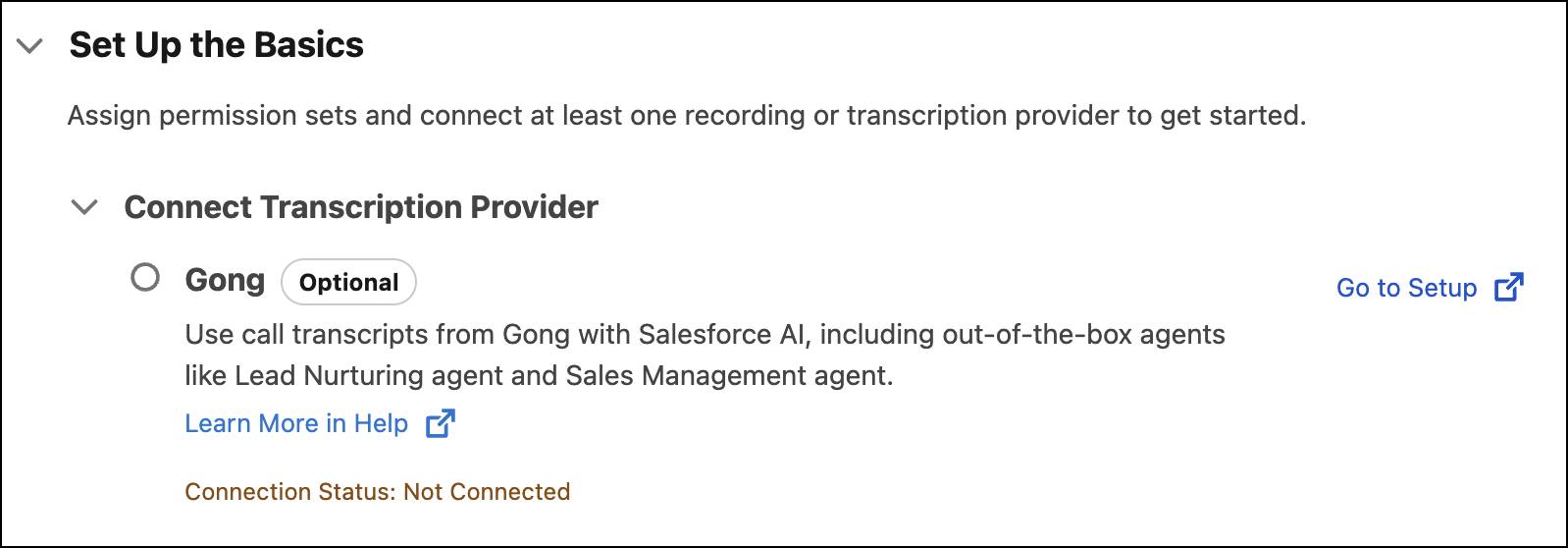 Salesforce Go 中的功设置