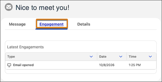 The Engagement tab in the Activity Timeline.