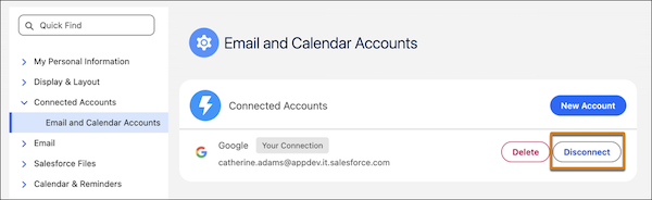 Users disconnect their own account in their personal settings.