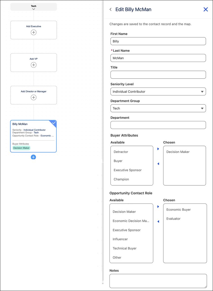 Edit side panel with of a contact