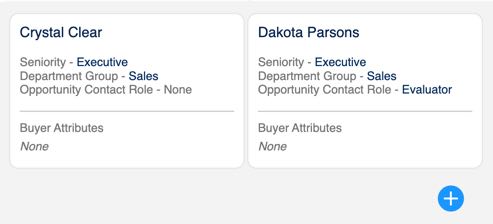 A single Executive level contact alongside an Executive level contact group in the Sales department group