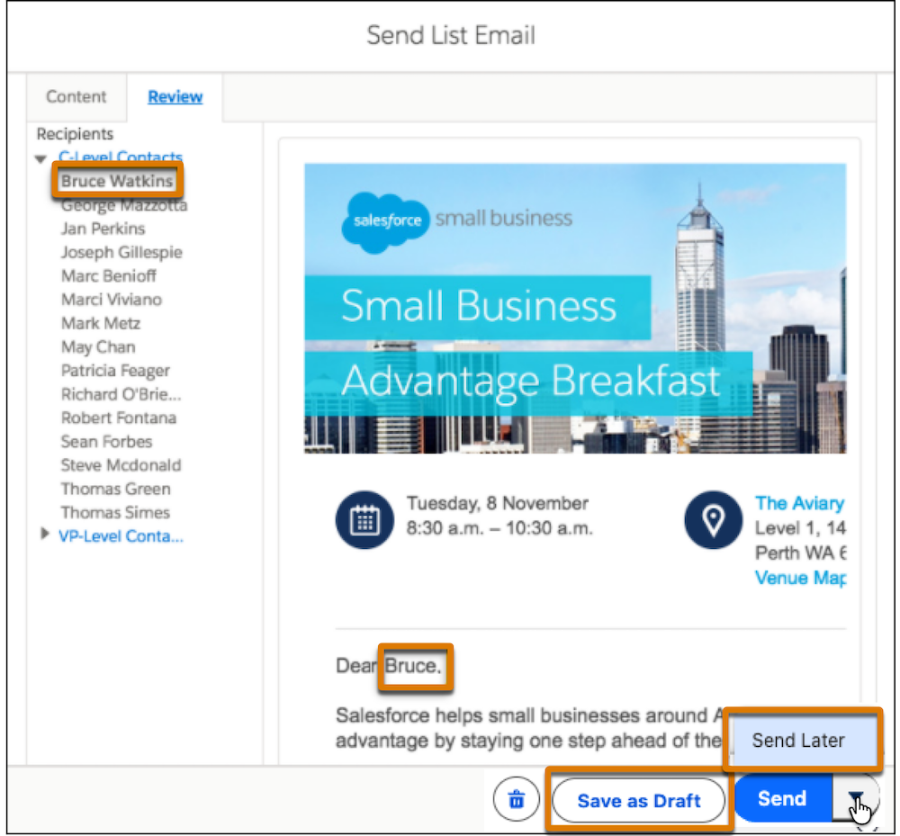 Review list email