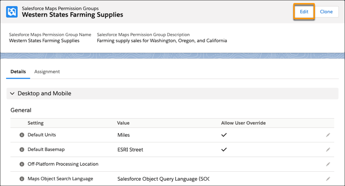 Modifier les autorisations, et attribuer des utilisateurs et des profils