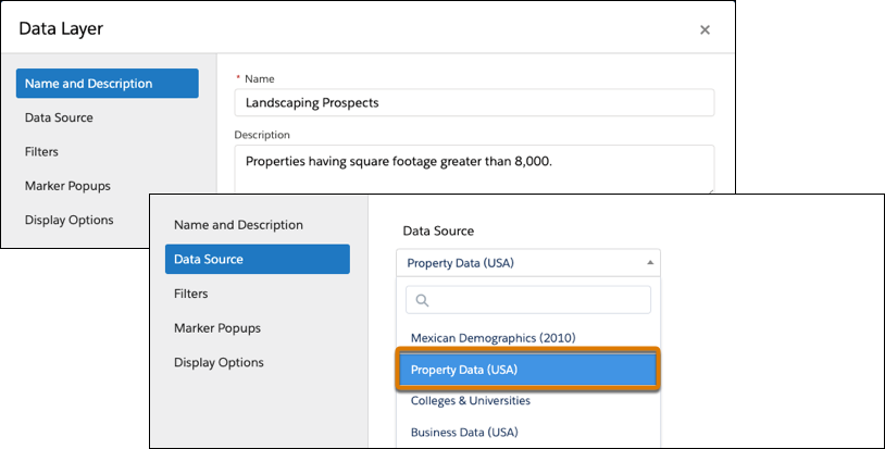 Option to create a data layer using the Property Data source