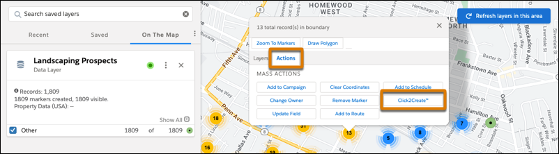 Option to create leads for the properties represented in a marker