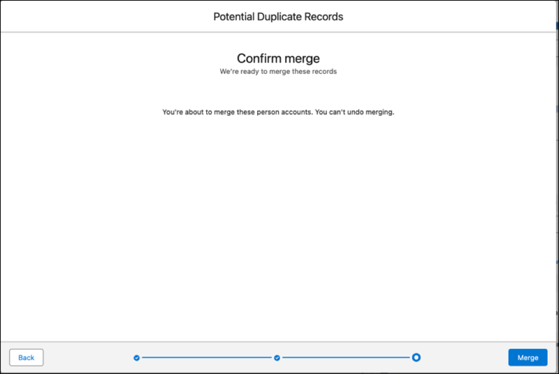 Merge confirmation for person accounts