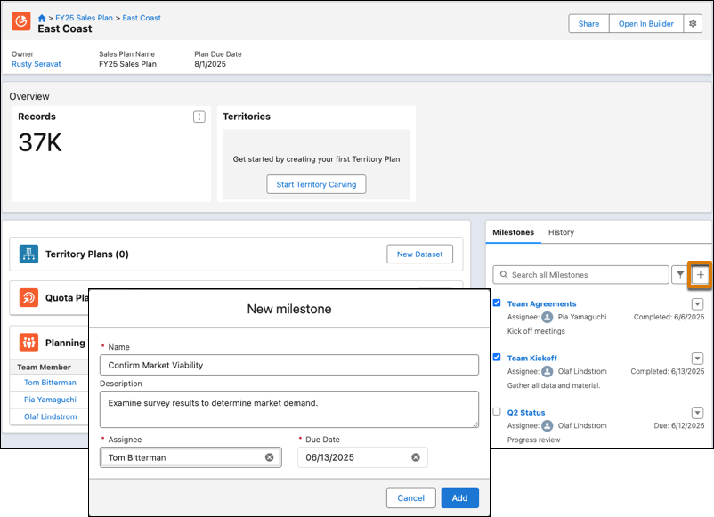 Track Sales Planning Progress with Milestones
