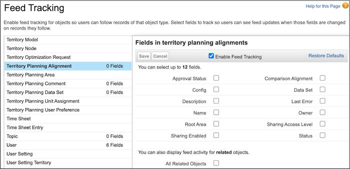 Enable feed tracking for alignment collaboration