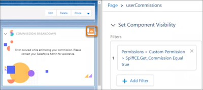 Eye icon on the userCommissions component in the Quote detail page