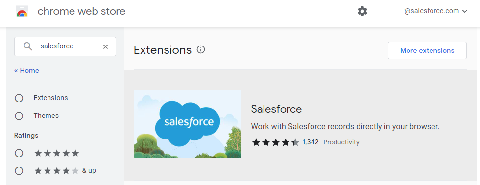 Salesforce in the Chrome store